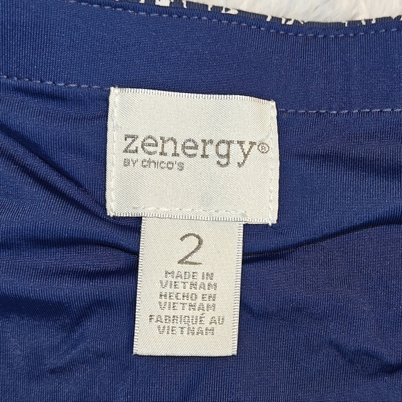 Chico’s Zenergy Size Large 12 Paisley Cropped Leggings Yoga Pants‎ Navy Blue - Picture 8 of 9